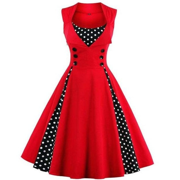 Vintage Rotes Rockabilly-Kleid