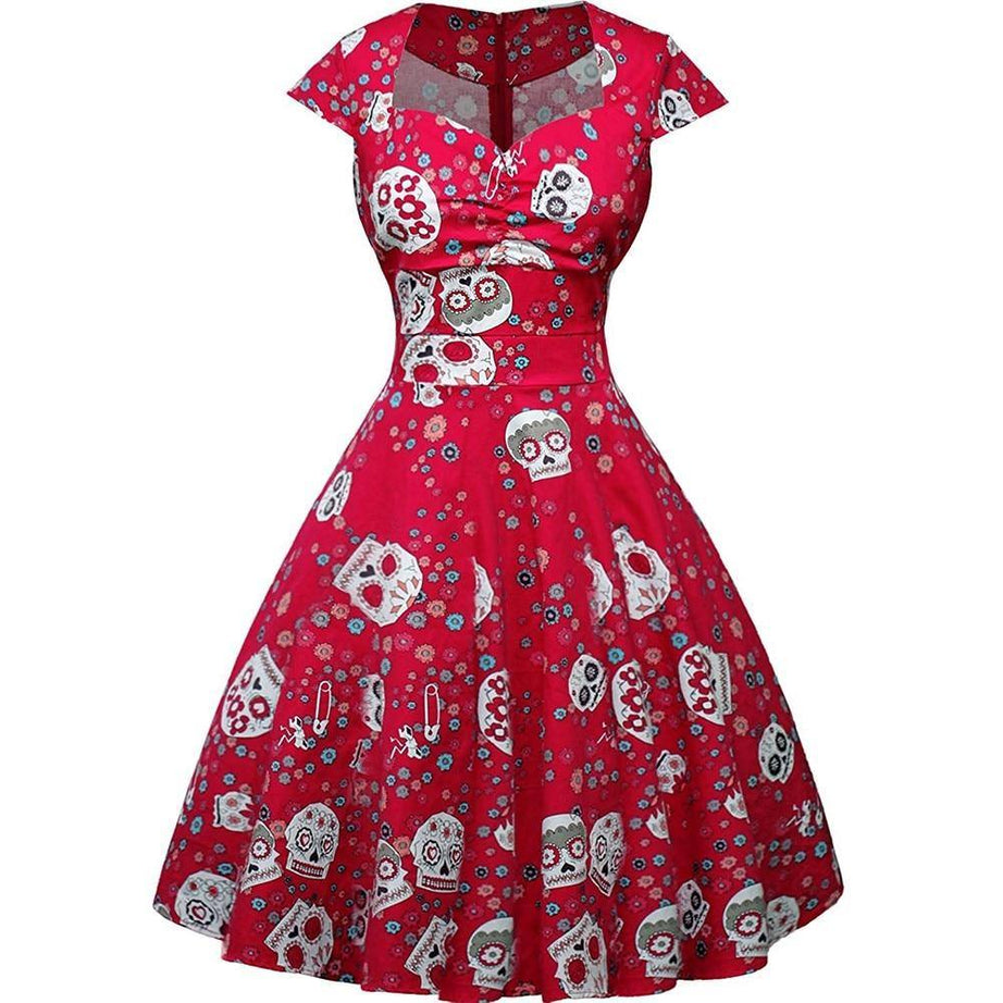 Robe vintage Rouge Santa Muerte