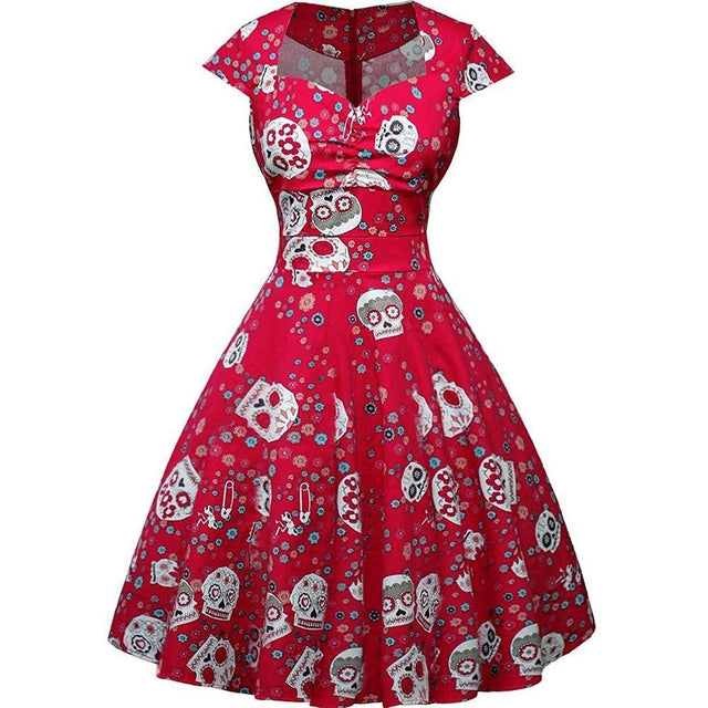 Robe vintage Rouge Santa Muerte