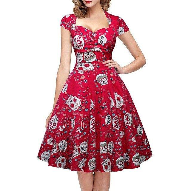 Vintage Rotes Santa Muerte Kleid