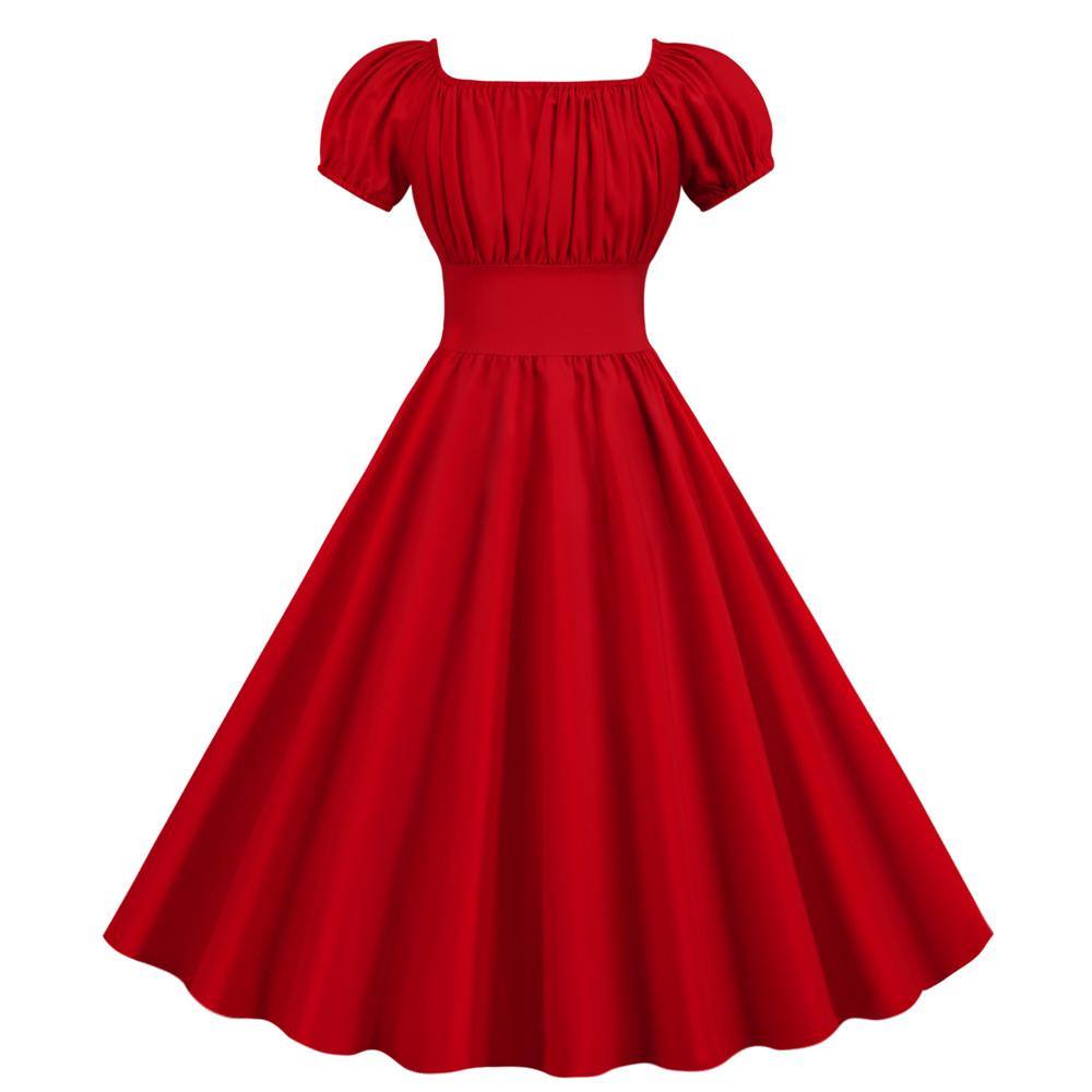 Robe vintage Rouge Uni
