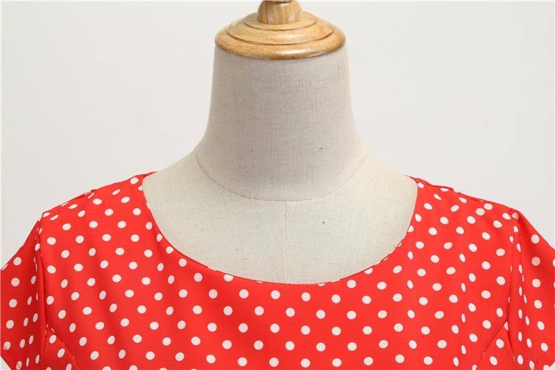 Robe vintage Rouge à Petits Pois Blanc