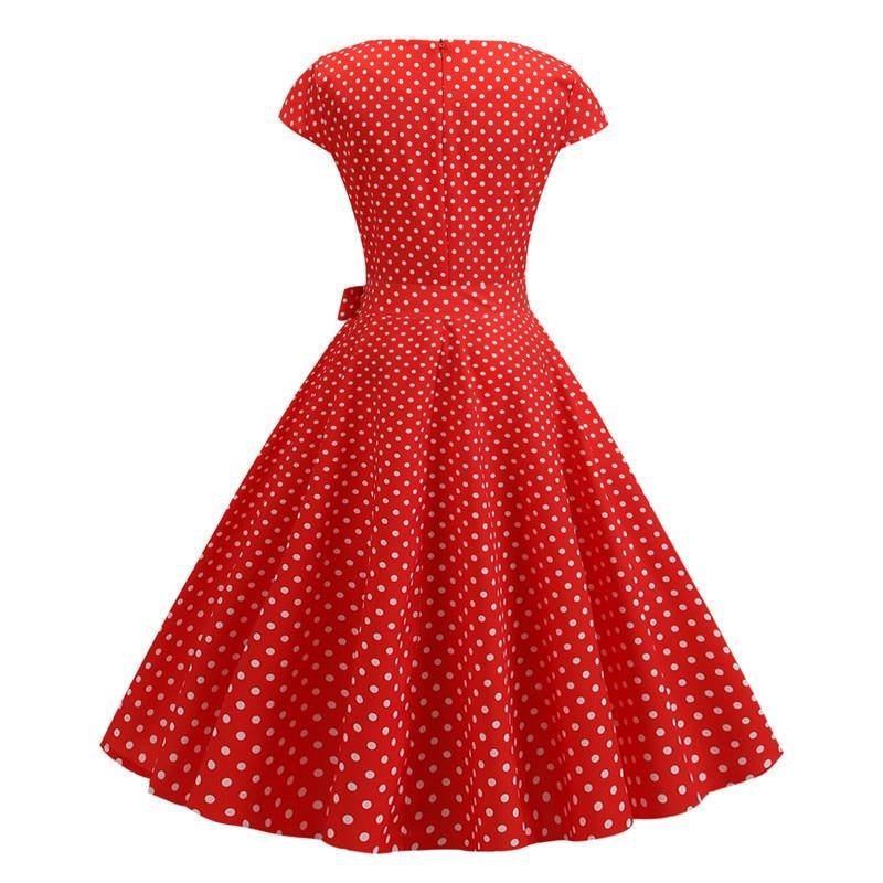 Robe vintage Rouge à Petits Pois Blanc