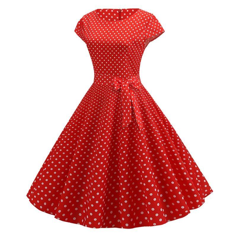 Robe vintage Rouge à Petits Pois Blanc