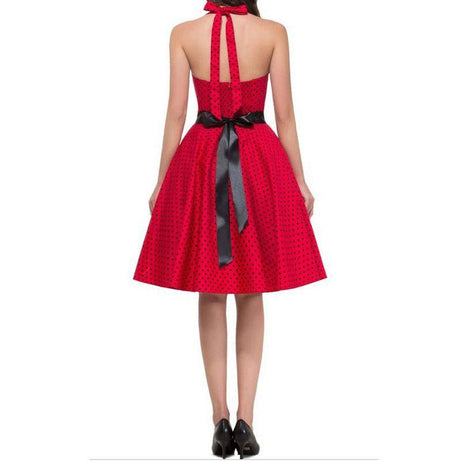 Robe vintage Rouge à Pois Noirs & Col Licou