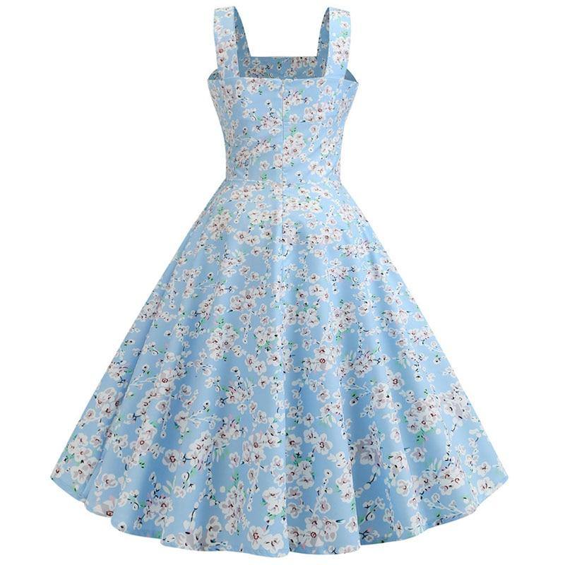 Robe vintage Turquoise Fleurie