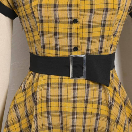 Robe vintage Jaune à Carreaux 40's 50's 60's