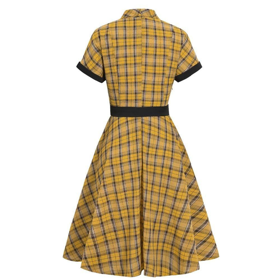 Robe vintage Jaune à Carreaux 40's 50's 60's