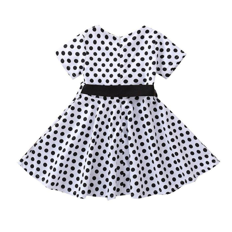 Robe vintage Blanche à Pois Noirs Pour Fille