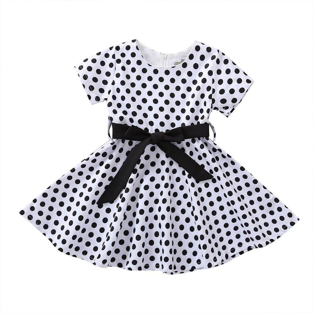 Robe vintage Blanche à Pois Noirs Pour Fille