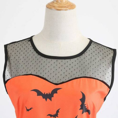 Vintage Orange &amp; Schwarzes Halloweenkleid