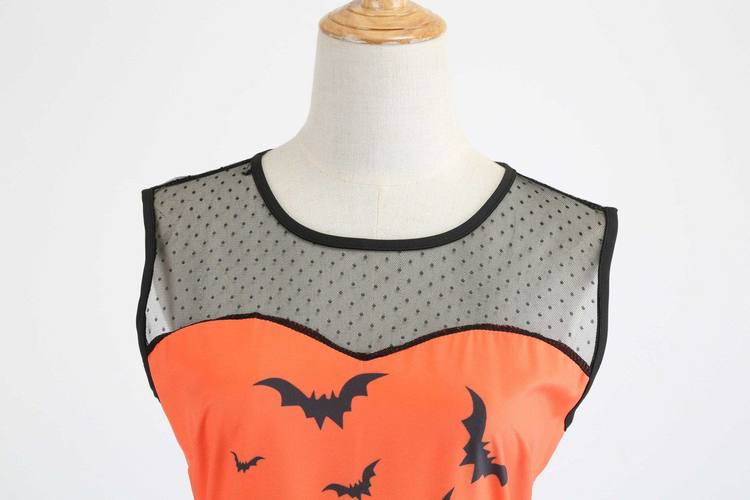 Vintage Orange &amp; Schwarzes Halloweenkleid