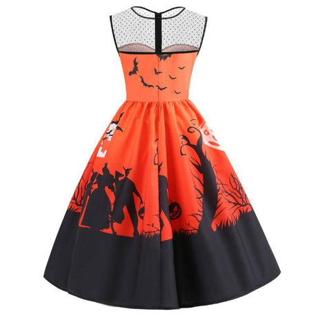 Vintage Orange &amp; Schwarzes Halloweenkleid