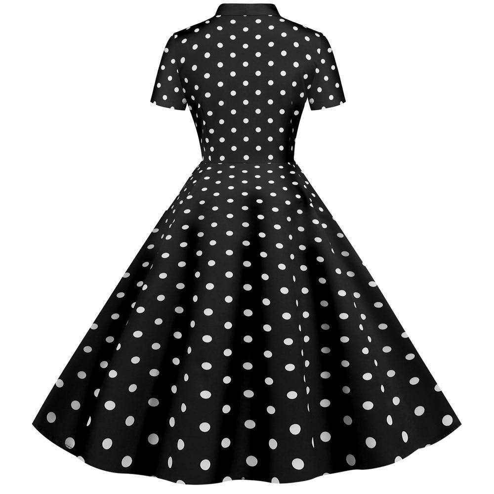 Robe vintage Noire à Pois Blancs Rétro 50's