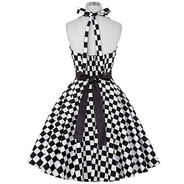 Robe vintage à Damier Noir & Blanc