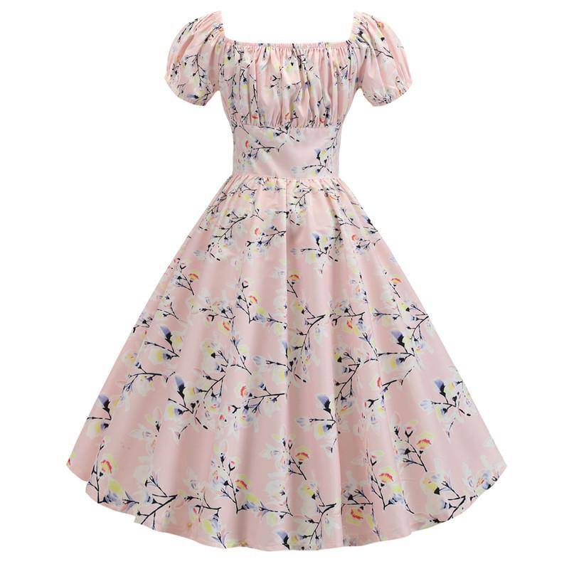 Robe vintage Fleurie Rose Pale