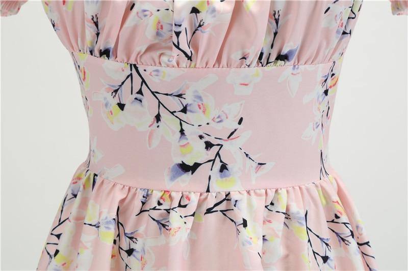 Robe vintage Fleurie Rose Pale