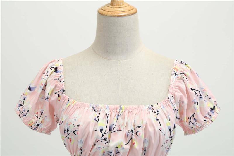 Robe vintage Fleurie Rose Pale