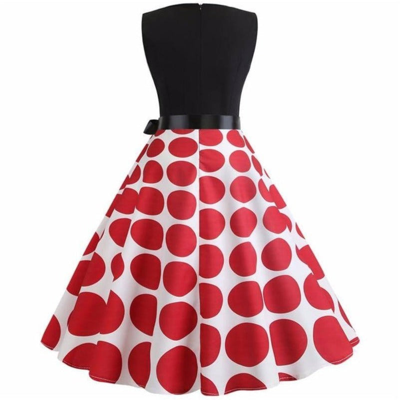Robe vintage Jupe Blanche à Pois Rouges Rétro 50's