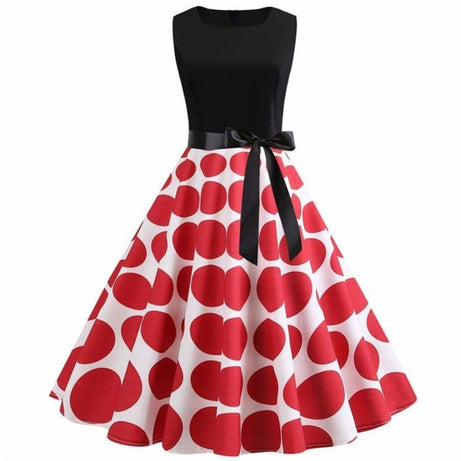 Robe vintage Jupe Blanche à Pois Rouges Rétro 50's