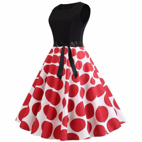 Robe vintage Jupe Blanche à Pois Rouges Rétro 50's