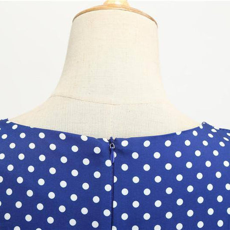 Robe Vintage Bleue à Petits Pois Blancs 50's