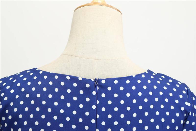 Robe Vintage Bleue à Petits Pois Blancs 50's