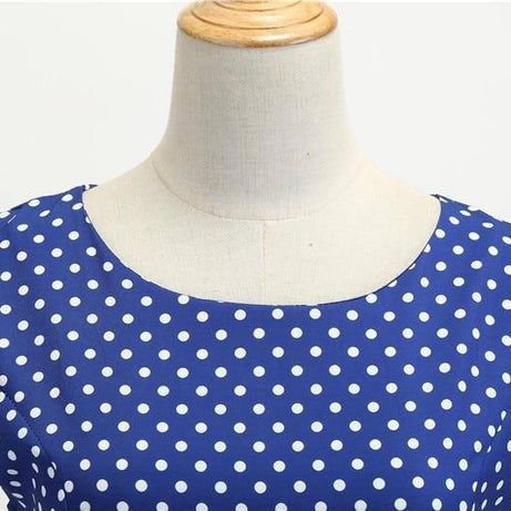 Robe Vintage Bleue à Petits Pois Blancs 50's