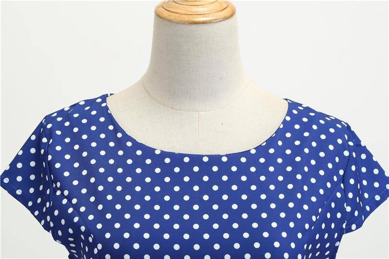 Robe Vintage Bleue à Petits Pois Blancs 50's