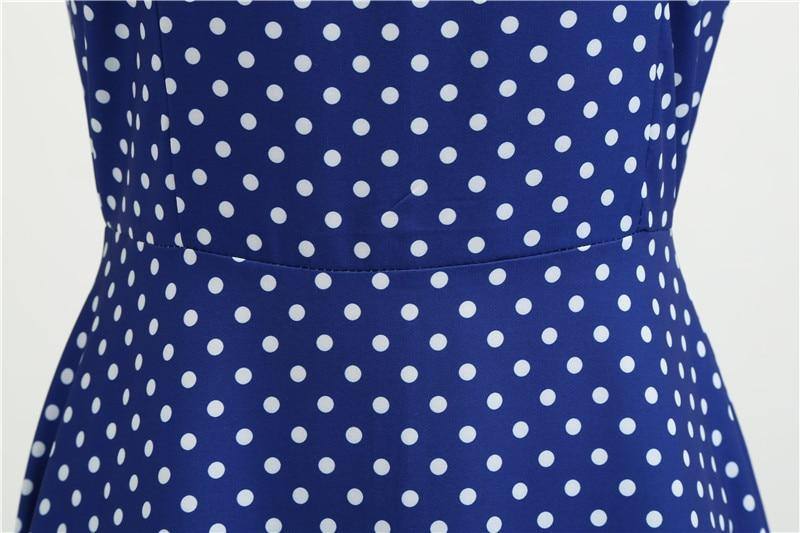 Robe Vintage Bleue à Petits Pois Blancs 50's