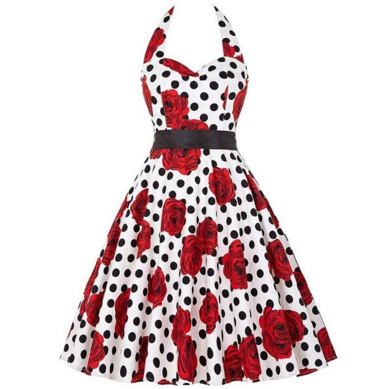 Vintage 50er Jahre Polka Dot &amp; Blumenkleid