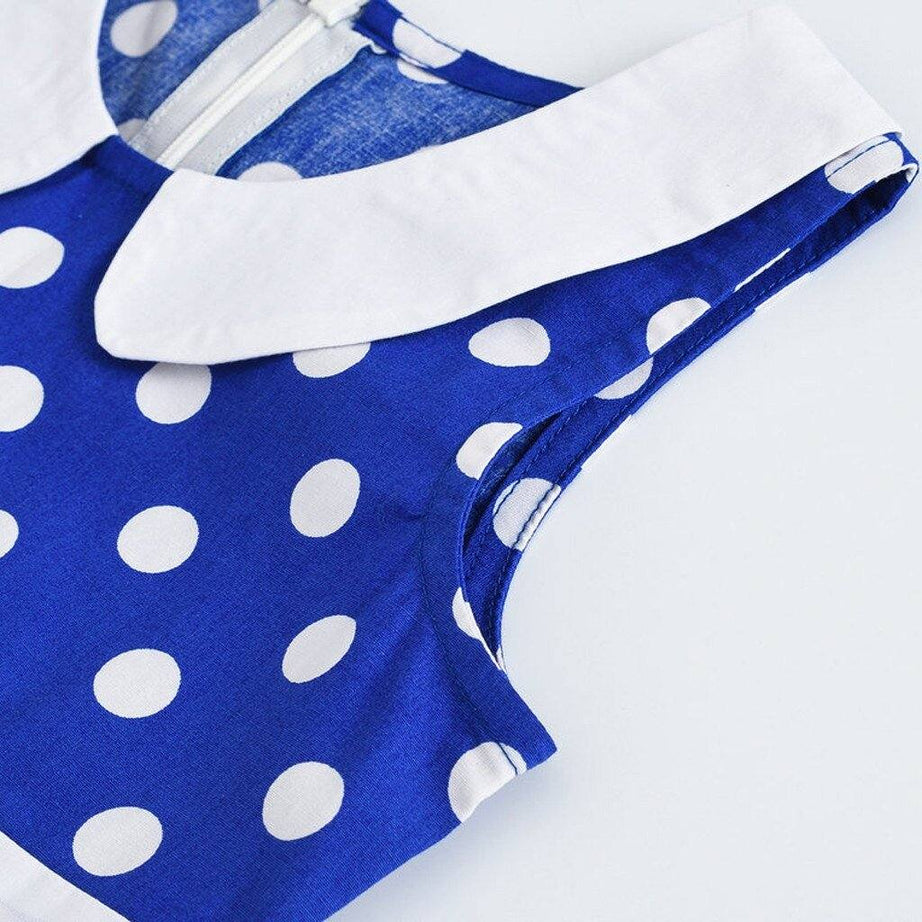 Robe vintage Bleue à Pois Blancs Rockabilly Fille