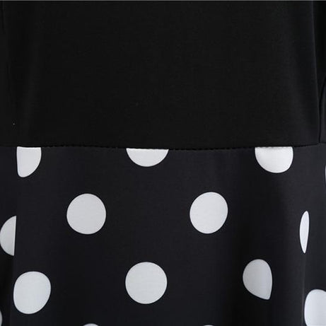 Robe vintage Noire à Pois Blancs & Col en V