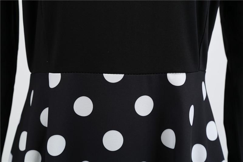 Robe vintage Noire à Pois Blancs & Col en V