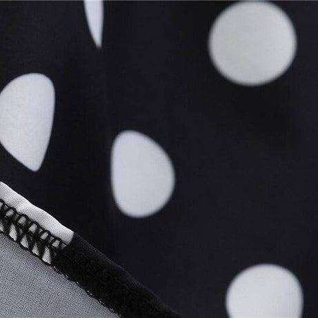 Robe vintage Noire à Pois Blancs & Col en V