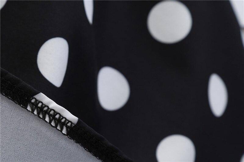 Robe vintage Noire à Pois Blancs & Col en V
