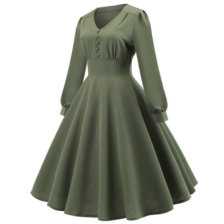Robe vintage Rockabilly Hivernale Verdâtre