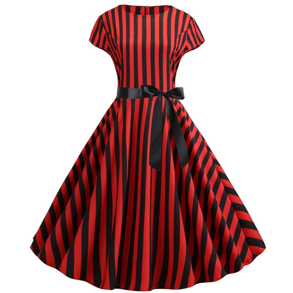 Vintage rotes und schwarzes Rockabilly-Kleid