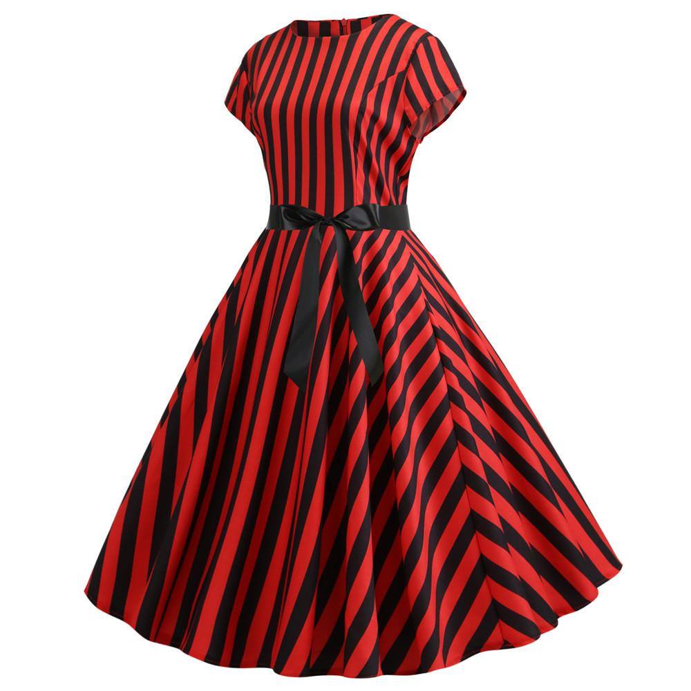 Vintage rotes und schwarzes Rockabilly-Kleid