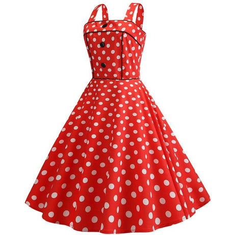 Robe vintage Rouge à Pois Blancs  Rétro 50's