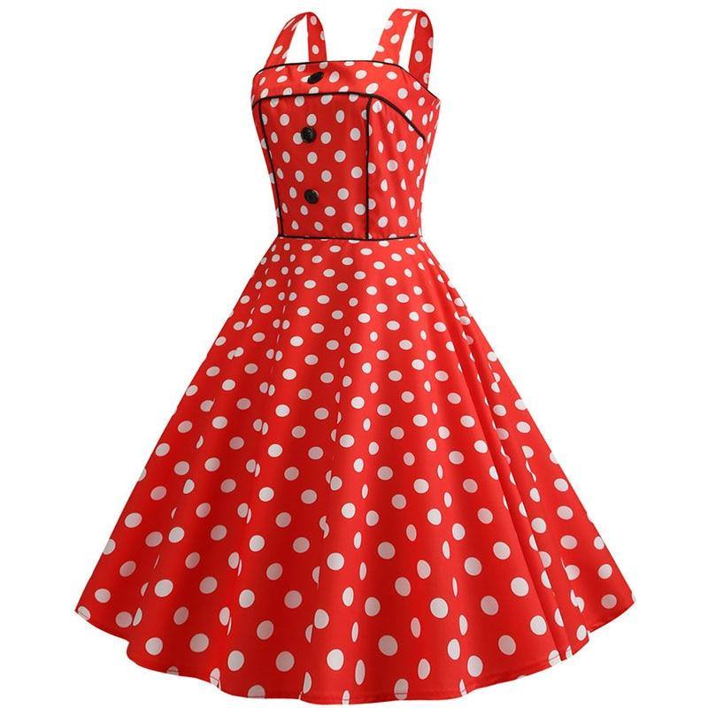 Robe vintage Rouge à Pois Blancs  Rétro 50's
