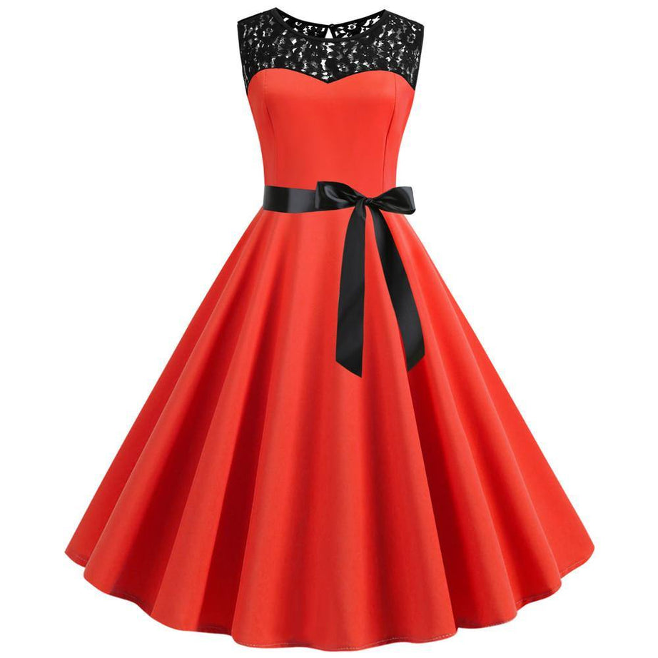 Robe Vintage Rouge Soirée Chic 50's