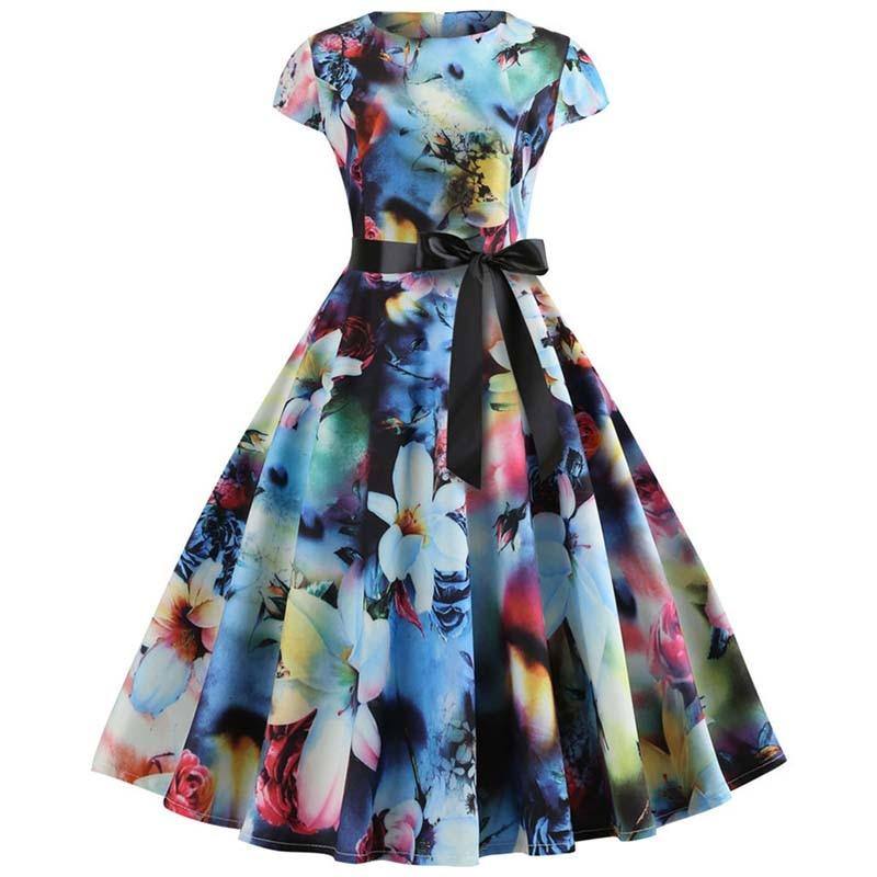 Robe vintage Fleurs Colorées Style Années 50