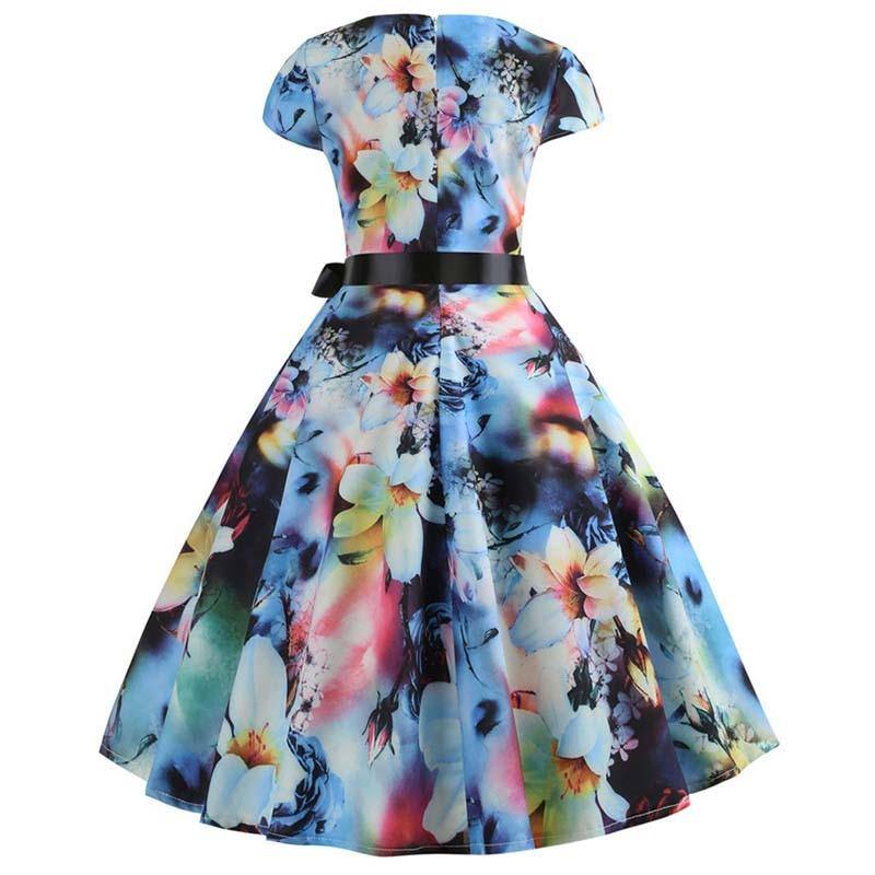 Robe vintage Fleurs Colorées Style Années 50
