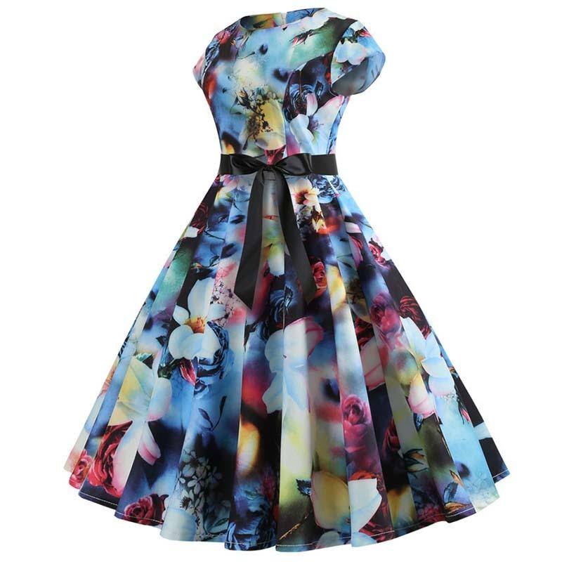 Robe vintage Fleurs Colorées Style Années 50