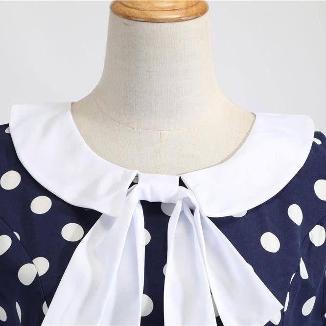Robe vintage Bleue Marine à Pois Blancs Style Marin 50's