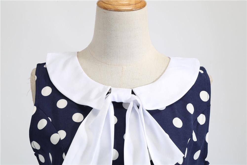 Robe vintage Bleue Marine à Pois Blancs Style Marin 50's