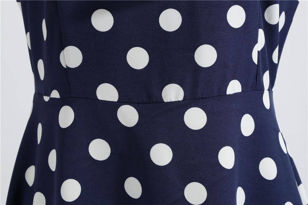Robe vintage Bleue Marine à Pois Blancs Style Marin 50's