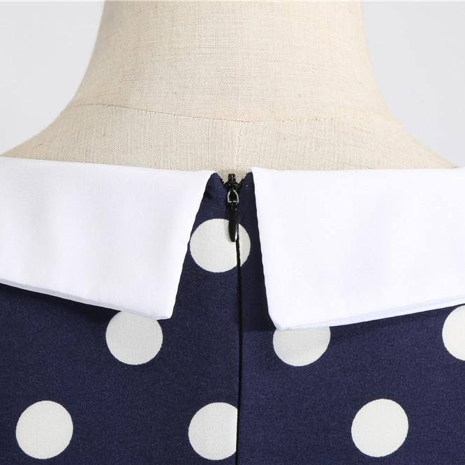 Robe vintage Bleue Marine à Pois Blancs Style Marin 50's