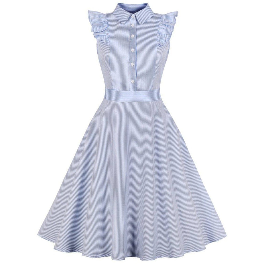 Robe vintage Bleue Ciel Rayée